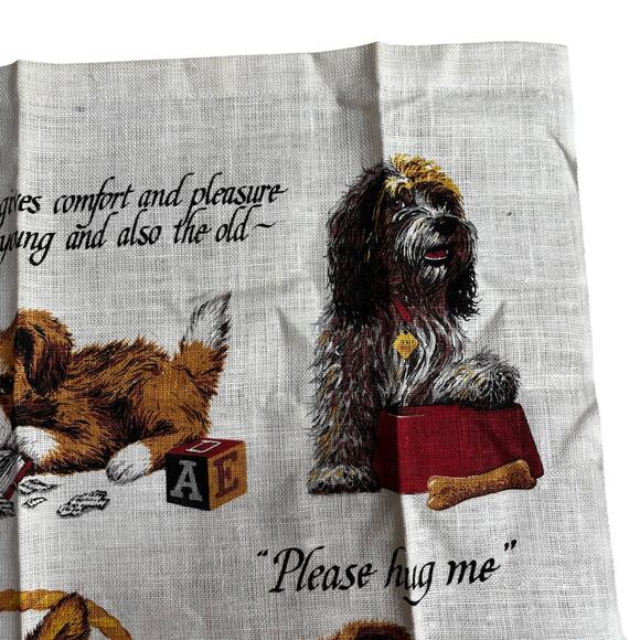 Kay Dee pure linen kitchen tea towel dog lovers love dogs puppies novelty print - Picture 3 of 9